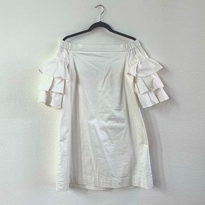 Ted Baker London White Mini Length Off The Shoulder, Ruffled Sleeves US Size 8